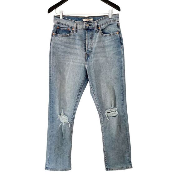 Levi's Medium Wash Wedgie Straight Distressed Denim Jeans 31x28 - Picture 1 of 16